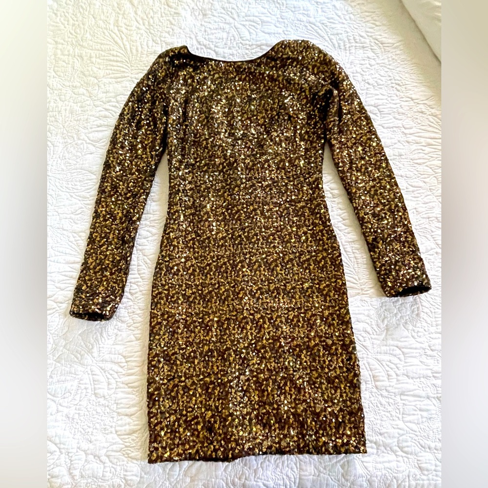 Dress the Population, Lola Sequin Long Sleeve Body-Con Minidress